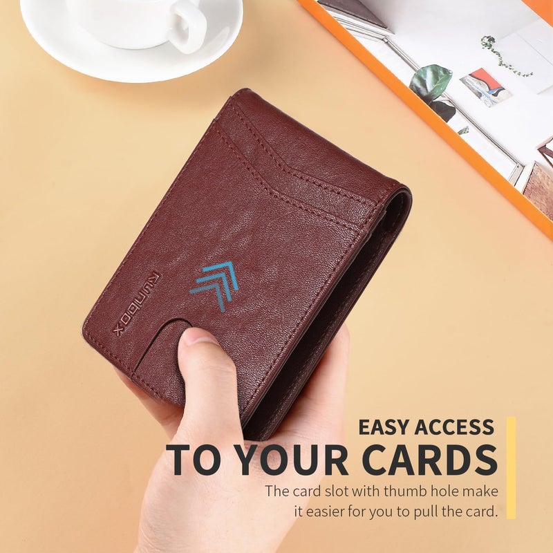 RUNBOX Wallet for Men Slim Rfid Leather 2 ID Window With Gift Box | Slim, Rfid, 2 ID Window, With Gift Box, Slim, Rfid - Image 4